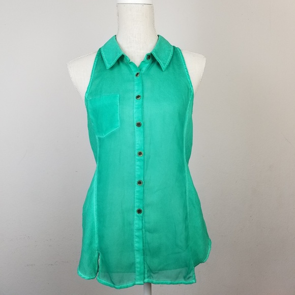 We The Free By Free People Sheer Button Up Top - Picture 3 of 8